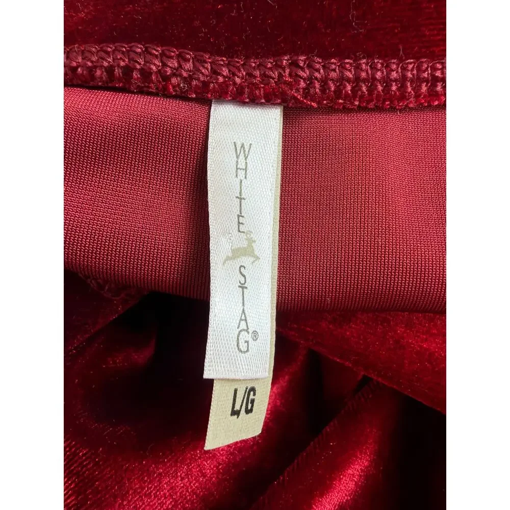 White Stag Red Velvet A-Line Midi Skirt Size L - Picture 3 of 5